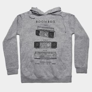 Boombox Portable Music Player Hip Hop Patent Print Hoodie